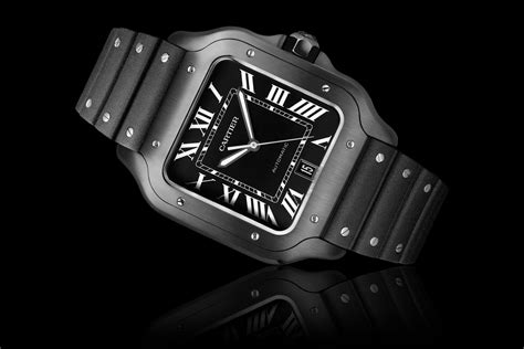 black and gold cartier watch|cartier santos black dial.